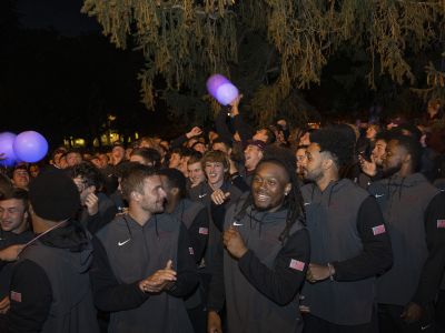 Griz Football team at the 2022 Yell Night Pep Rally