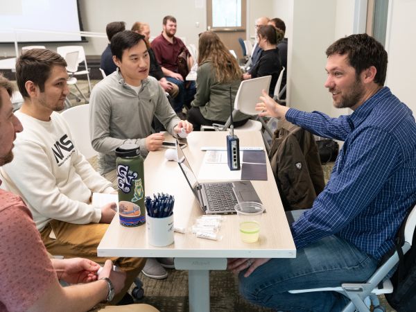 Group of people at a networking event.