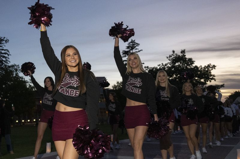Dance Team cheering at the 2022 Yell Night Pep Rally
