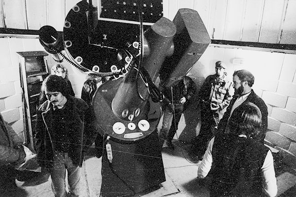 A telescope at Blue Mountain Observatory in the 1970s