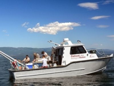 a research vessel on flathead lake