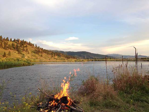 Fire by the lake