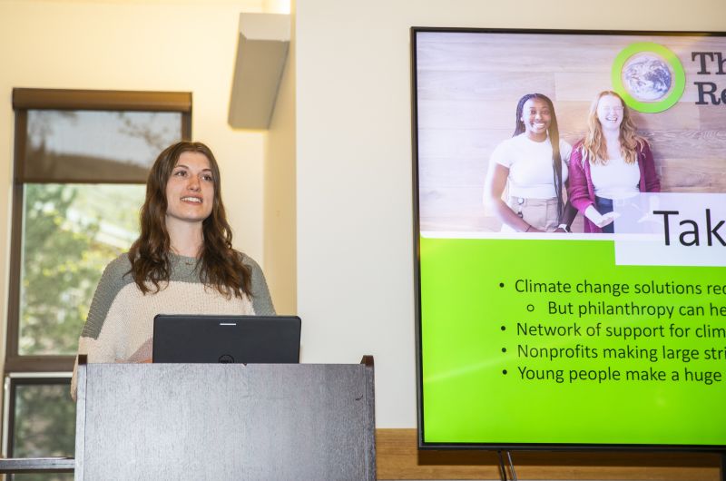 Student giving a presentation