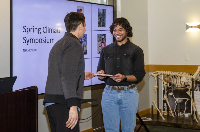 Student giving presentation