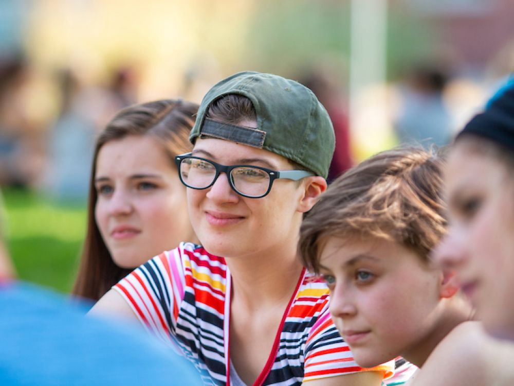 UM students sit in a group during Orientation