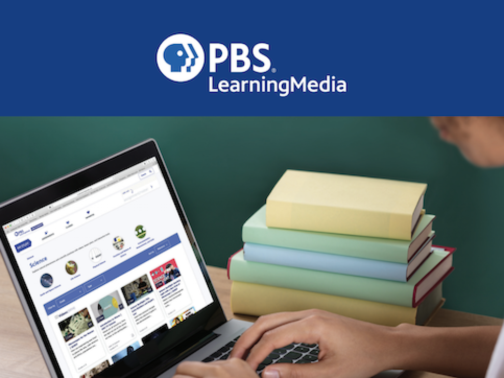A generic image of someone on a laptop with PBS LearningMedia at the top 