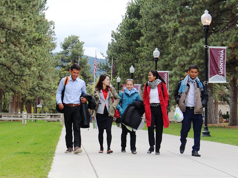 Photo of students walking on campus