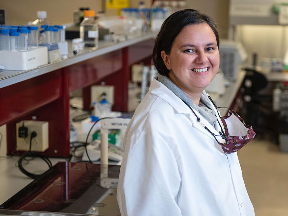 A picture of researcher Monica Serban in her UM lab.