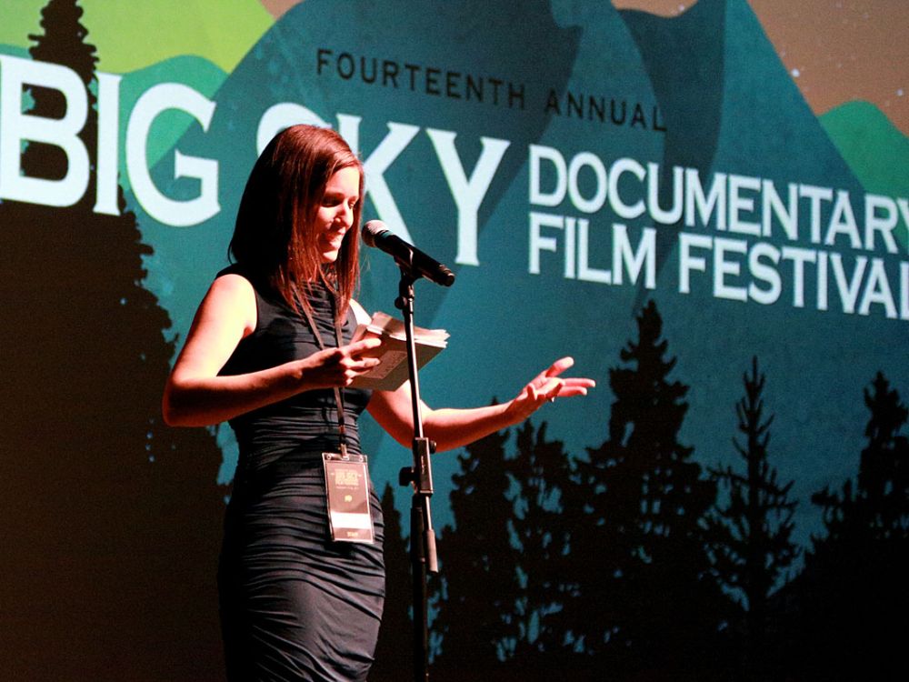 Rachel Gregg speaks on opening night of the 14th annual Big Sky Documentary Film Festival.