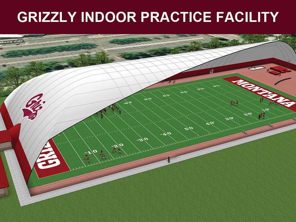 A rendering of the Grizzly Indoor Practice Facility