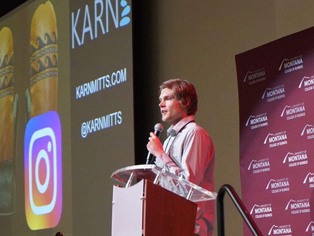 UM student Finan Lund-Andersen presents at the 2022 John Ruffatto Startup Competition.