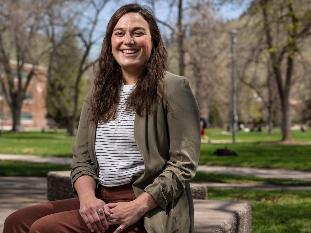 Lucy Portman posses for photo on Ryman Walk