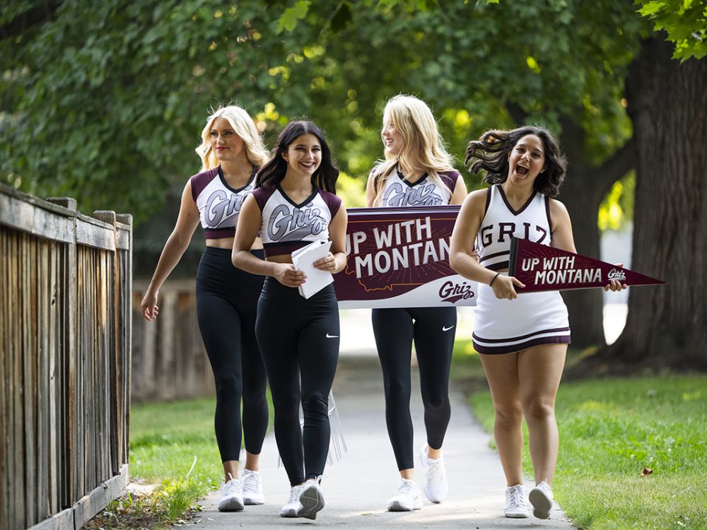 Photo of cheerleaders distributed Griz Kits