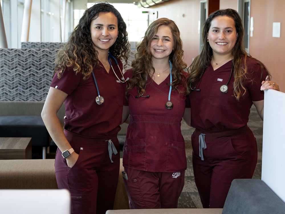 Photo of the three nursing students who are going to India
