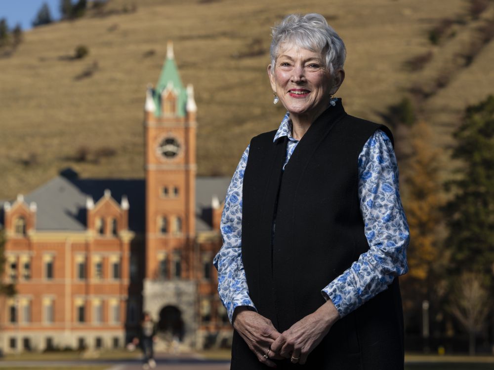 Mae Nan Ellingson poses in front of Main Hall