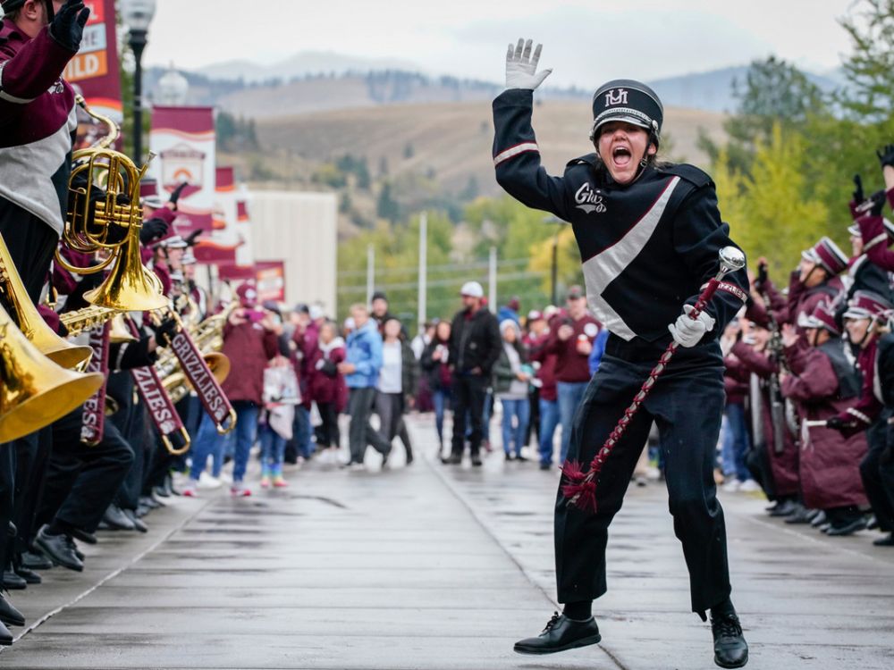 Grizzly Marching Band prepares for Griz Walk.