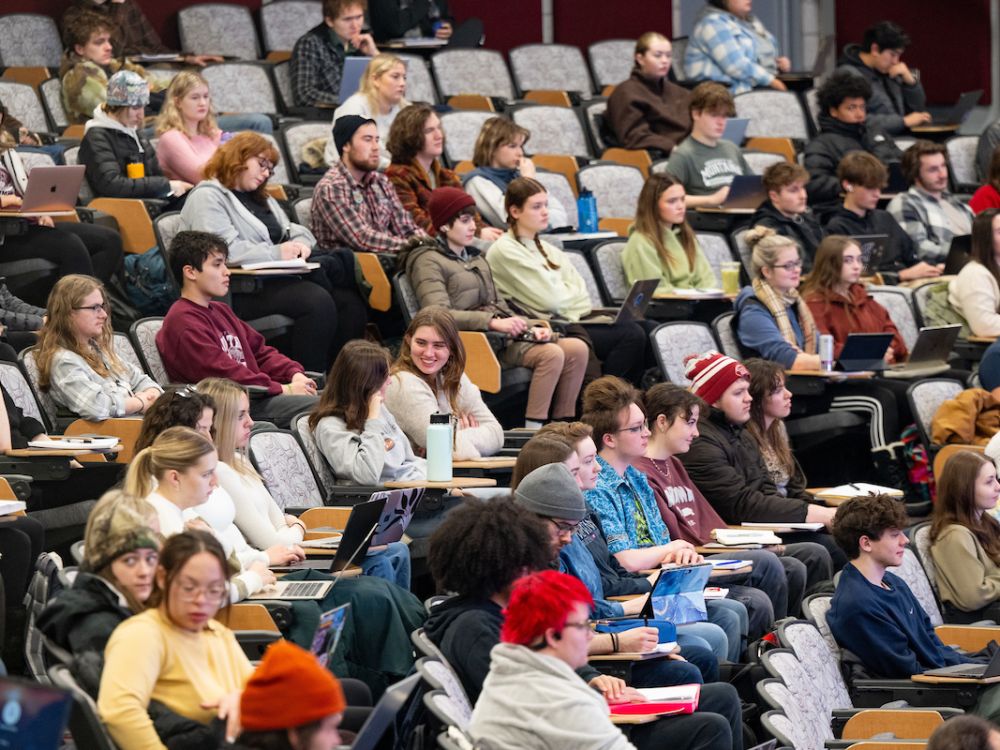 Students participate in a class on the first day of school