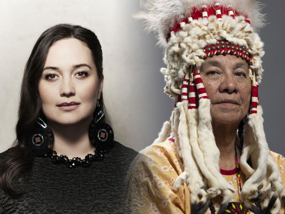 An image of Lily Gladstone and Carol Tatsey-Murray.