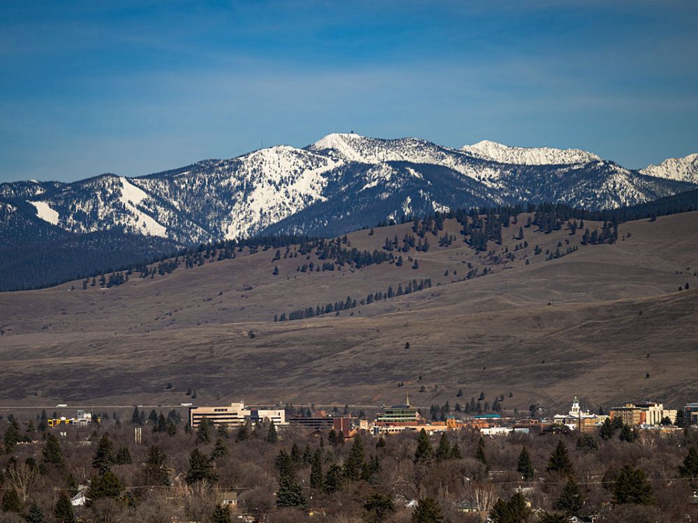 Light snow on mountains above Missoula.