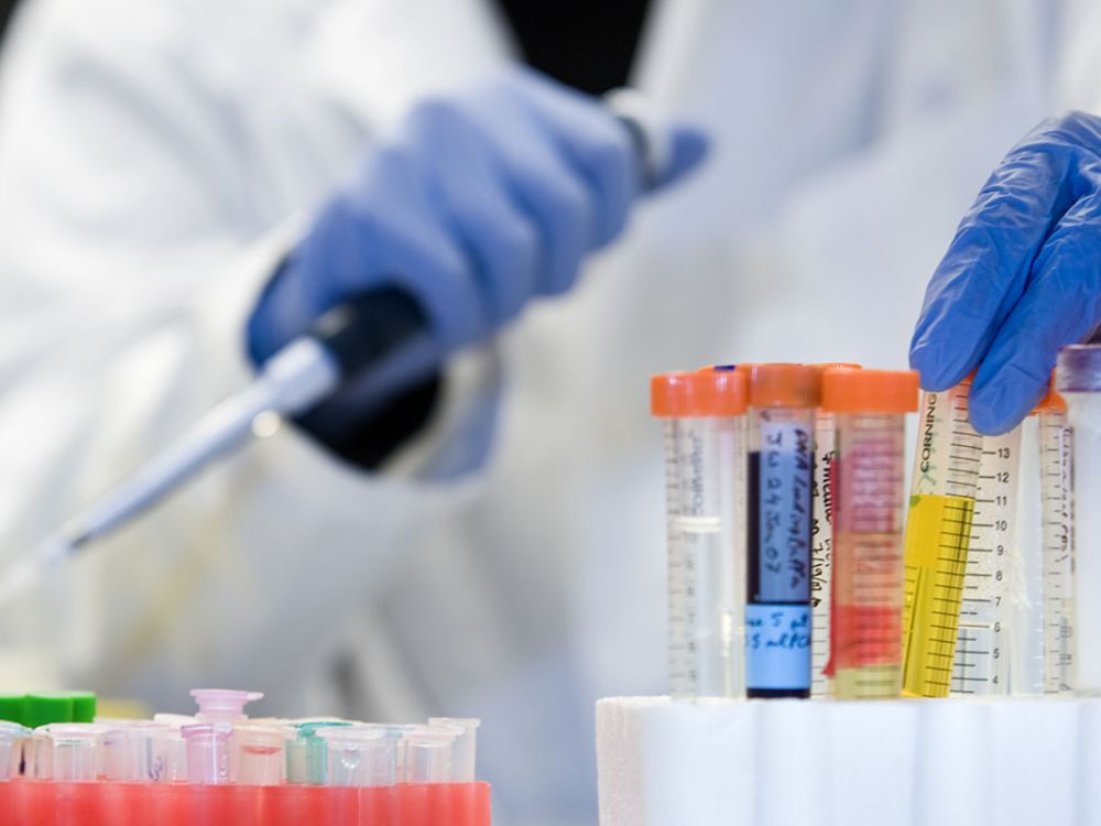 A science worker in a UM lab.