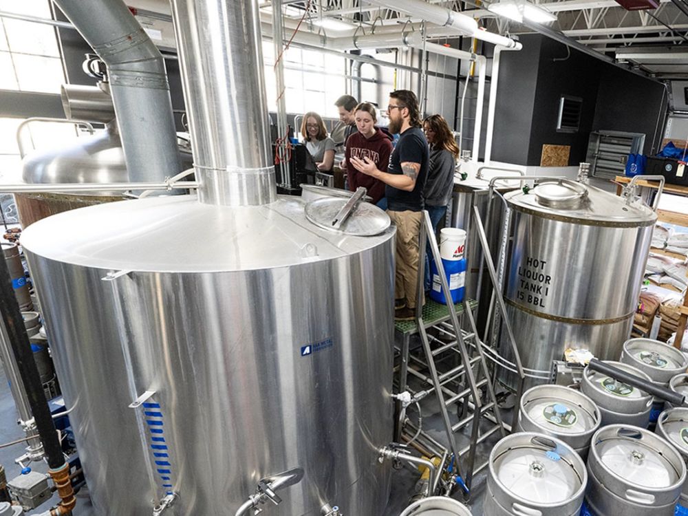 A class is taught among tanks at a Missoula brewery.
