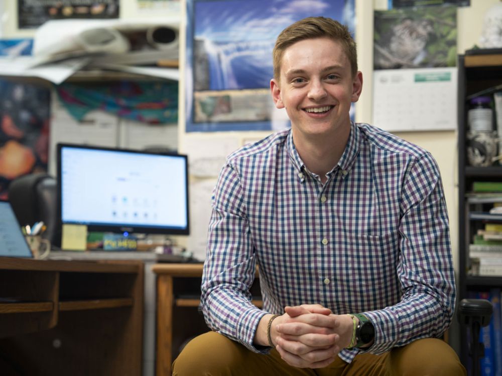 A picture of Simon Hill in a classroom