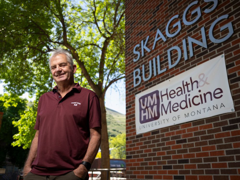 Reed Humphrey stands outside Skaggs Building