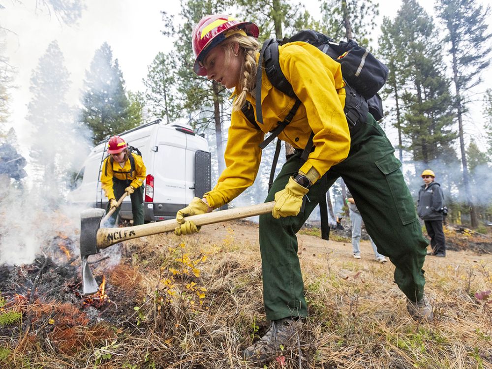 Gabi Neely works in Lubrecht Experimental Forest.