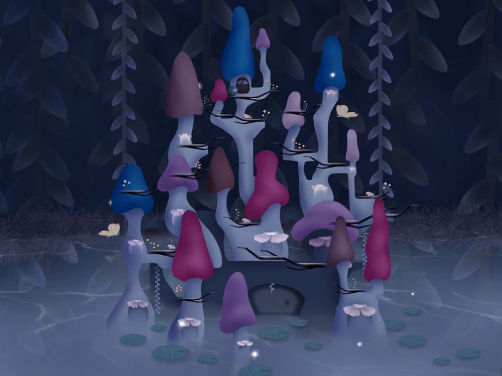 A video game village.