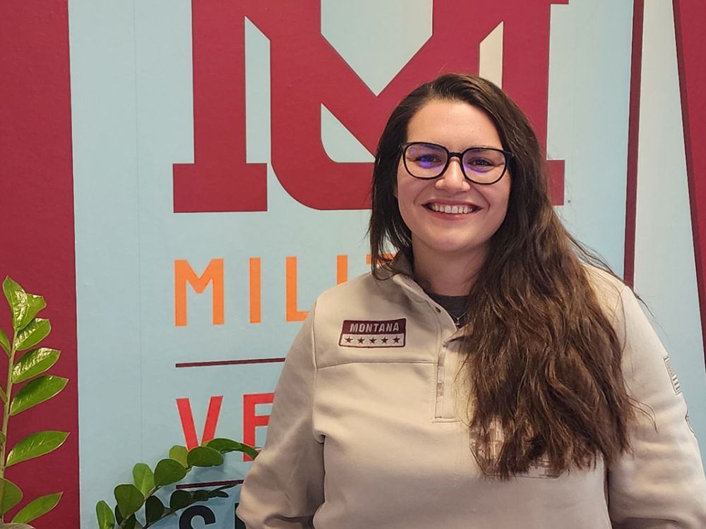 Katie Martin posses for a photo at the UM Vets Office