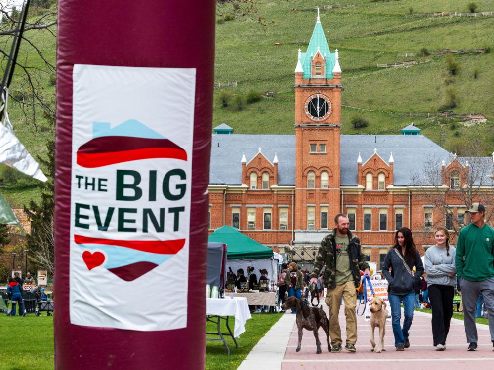 A standup sign that says "The Big Event"