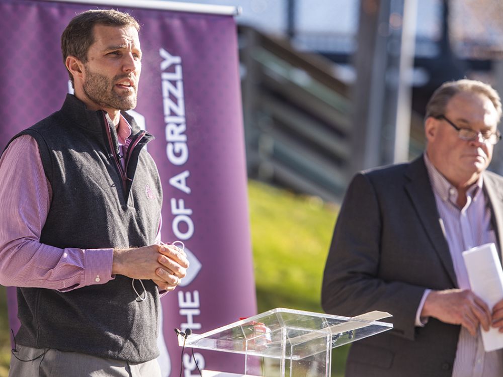 UM President Seth Bodnar speaks to Monte 