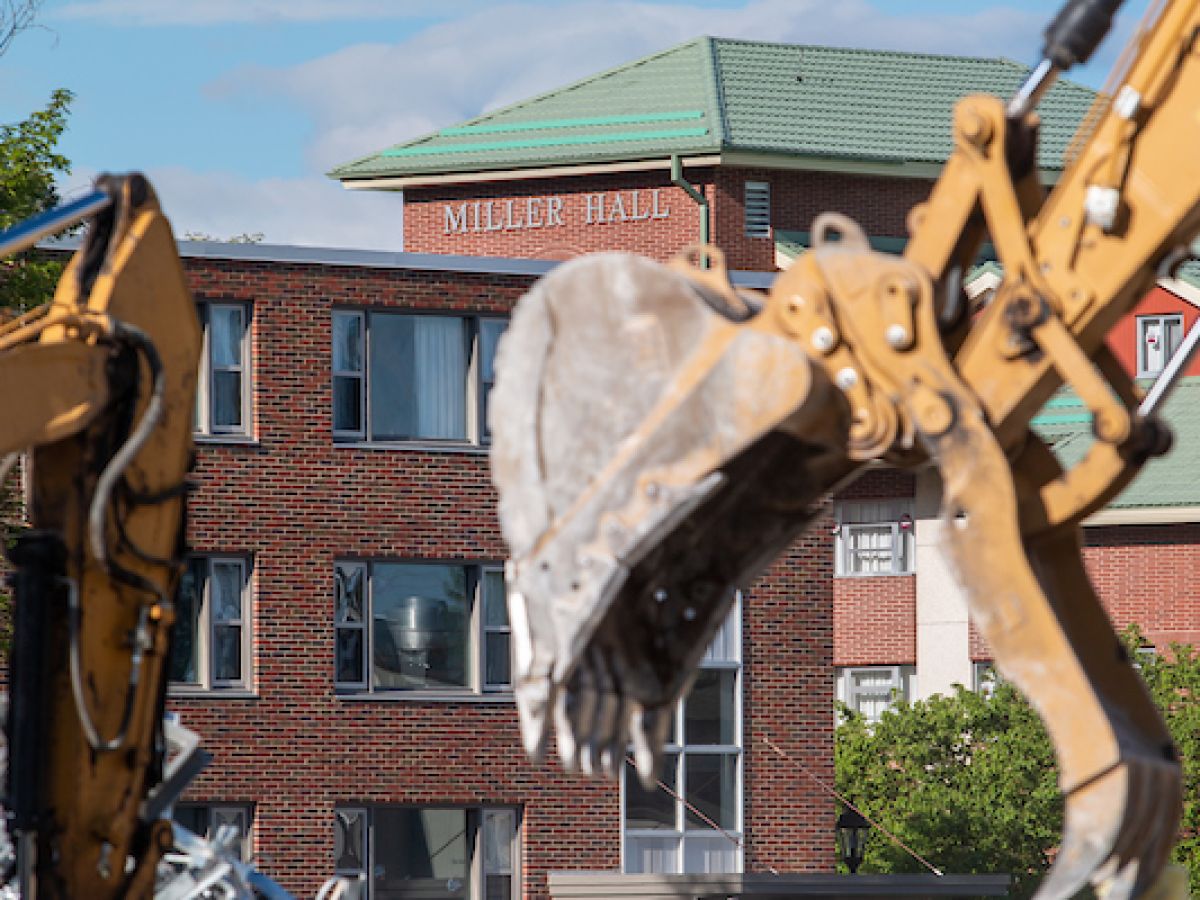 The Lommasson Center gets knocked down in preparation of the construction of UM's new dining facility.