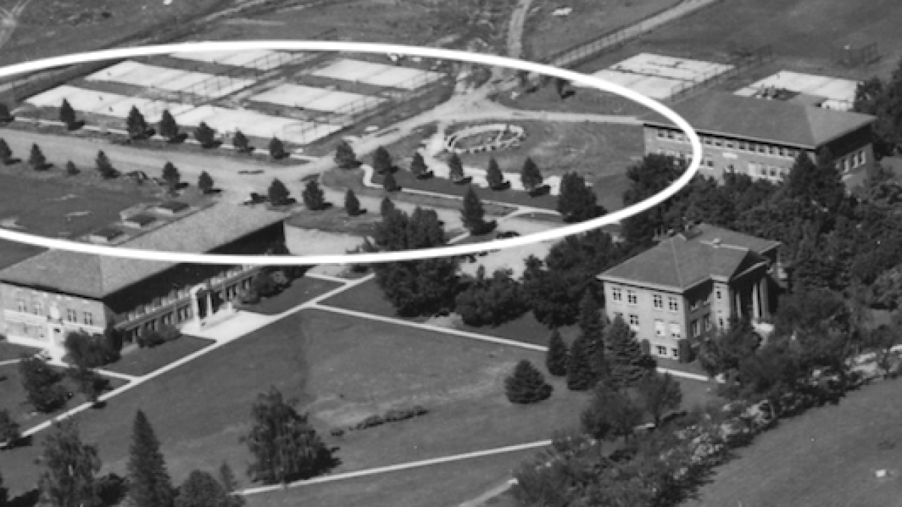 Aerial photo of Memorial Row from 1941