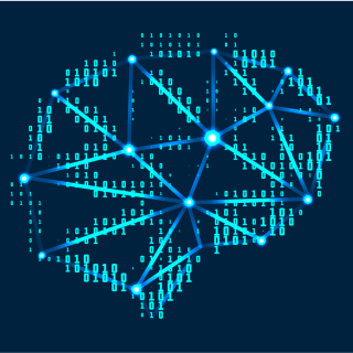 picture of brain with ones and zeros as data points