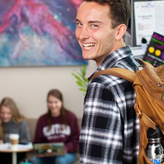 Photo of students in a common area.