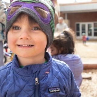 A young student on a playground