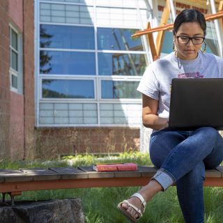 A student works on their computer