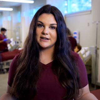 Missoula College Nursing student Jesse looks at the camera while speaking