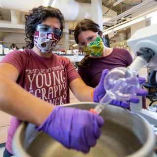 Two students in masks