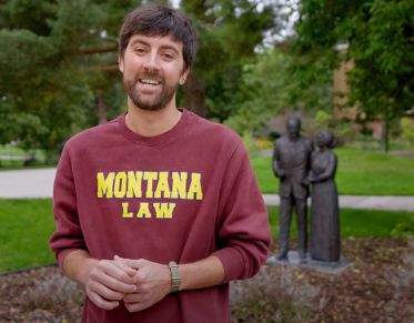 UM law student Alex Dreussi speaks to the camera about what it's like to be a student at UM/
