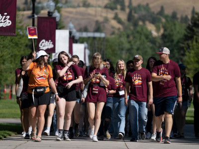 Group of freshman students walking