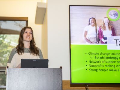 Student giving a presentation