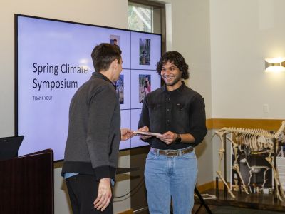 Student giving presentation