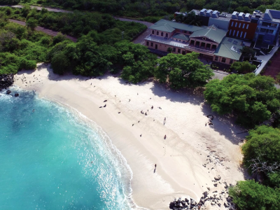 Galapagos Science Center aerial drone from above water