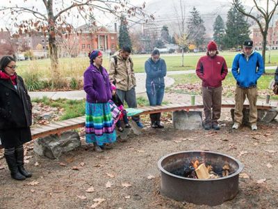 group of students in indigenous garden