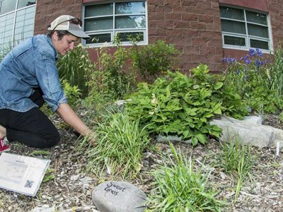 student in ethno garden