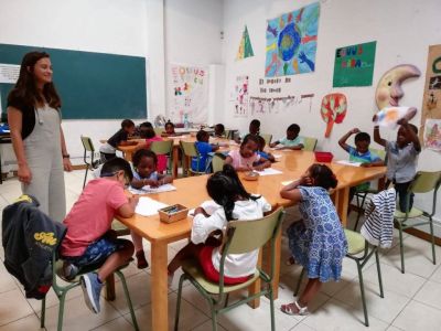 Female student teaching in Spain