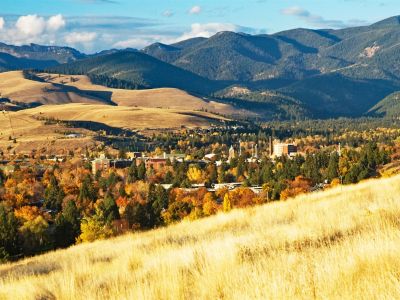 UM campus from hill in autumn