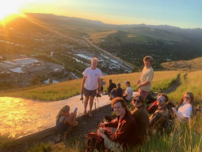 Schwanke participants  at the "M" on Mount Sentinel for sunset